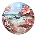 thumbnail image 4 of Designart "Blooming Pink Beachside in Papercut II" Nautical & Beach Oversized Wall Clock, 4 of 5