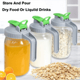 thumbnail image 6 of Mason Jar Pitcher With Pour Spout Lids & Handle 32 Oz Glass Wide Mouth Breastmilk Pitcher With Flip Cap 1 Quart For Fridge Iced Tea, Sun Tea, Juice, Coffee Lemonade Fruit Drinks Airtight Leak Proof, 6 of 6