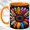 Orange, variant on Rainbow Daisy Coffee Mug, Polka Dot Flower Mug, Ceramic 11 oz