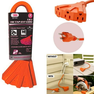 Tri Trap 3 Way Extension Cord Cable 12 Gauge Extra Heavy Duty 3 Outlet 2FT