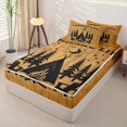 thumbnail image 3 of Homewish Camping Life Tent Zipper Twin Comforter Sets with Fitted Sheet and 2 Pillowcases, Wood Grain Moon Star Zipper Bedding Set for Men and Women, Black Reversible, 4 Pieces, 3 of 6