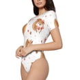thumbnail image 2 of KLL Women 's Crew Neck Bodysuit Jumpsuits Squirrel Giving A Gift Print Short onesies Stretch T Shirts, 2 of 7
