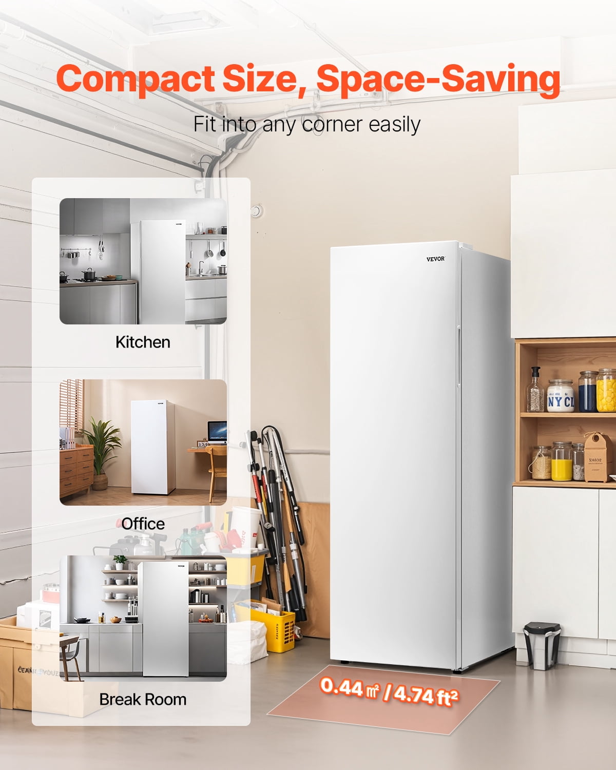 VEVOR Convertible Freezer/Refrigerator, 11 Cu.Ft Frost Free Upright Freezer with Temp Control Panel, Reversible Door, Adjustable Glass Shelves and LED, Standing Fridge for Kitchen, Office, Garage
