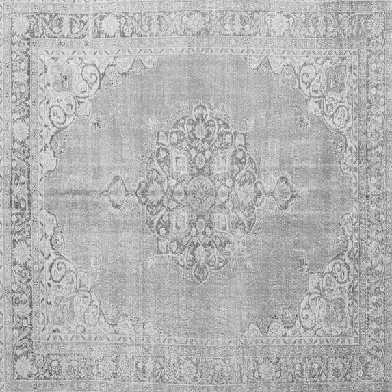 Ahgly Company Indoor Square Medallion Gray Traditional Area Rugs, 7' Square