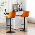 thumbnail image 3 of YOUNIKE Swivel Bar Stools Set of 2 Adjustable Leather Counter Barstool, Orange, 3 of 8