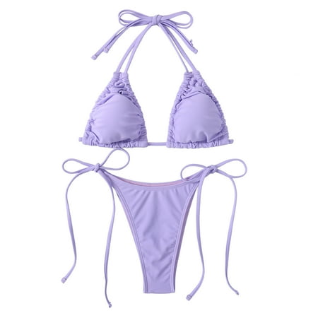 Aayomet Bikini Sets For Women Women Bikinis Swimsuit Push Up Straps Bikini Set Summer Two Pieces Beach Brazilian Bathing Purple S
