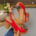 thumbnail image 2 of HAOTAGS Women's Chunky Heel Thick-Soled Sandals,Peep Toe Slingbacks Dressy Summer Party Sandals Red, 2 of 2