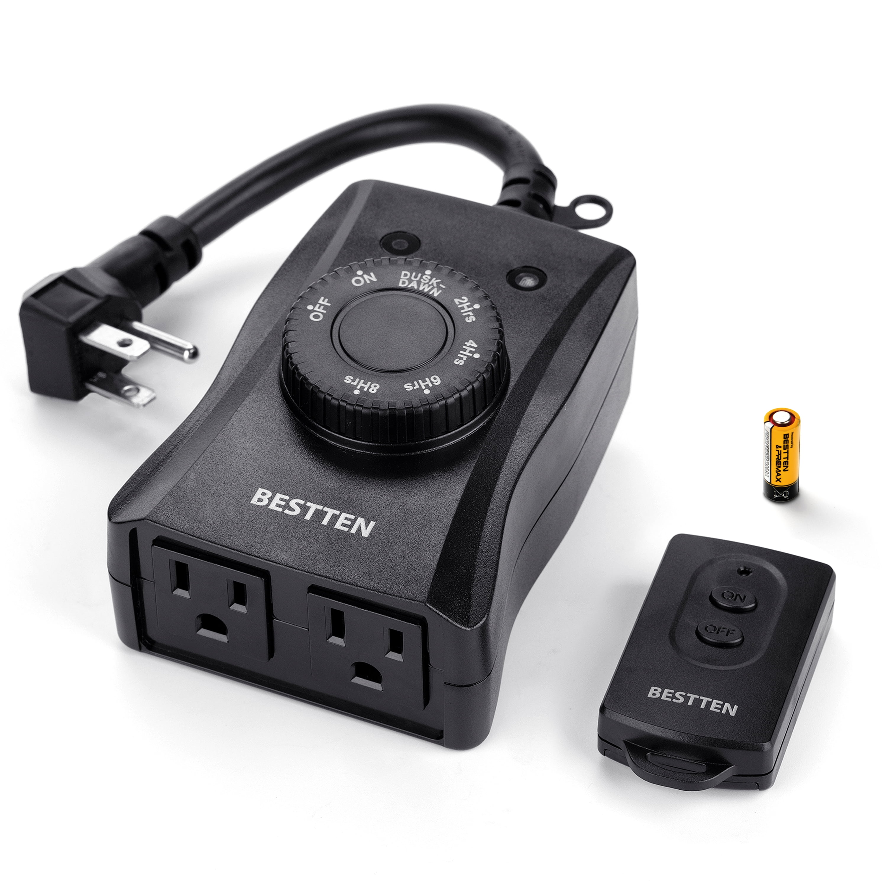 BESTTEN Outdoor Timer with Photocell Light Sensor Switch
