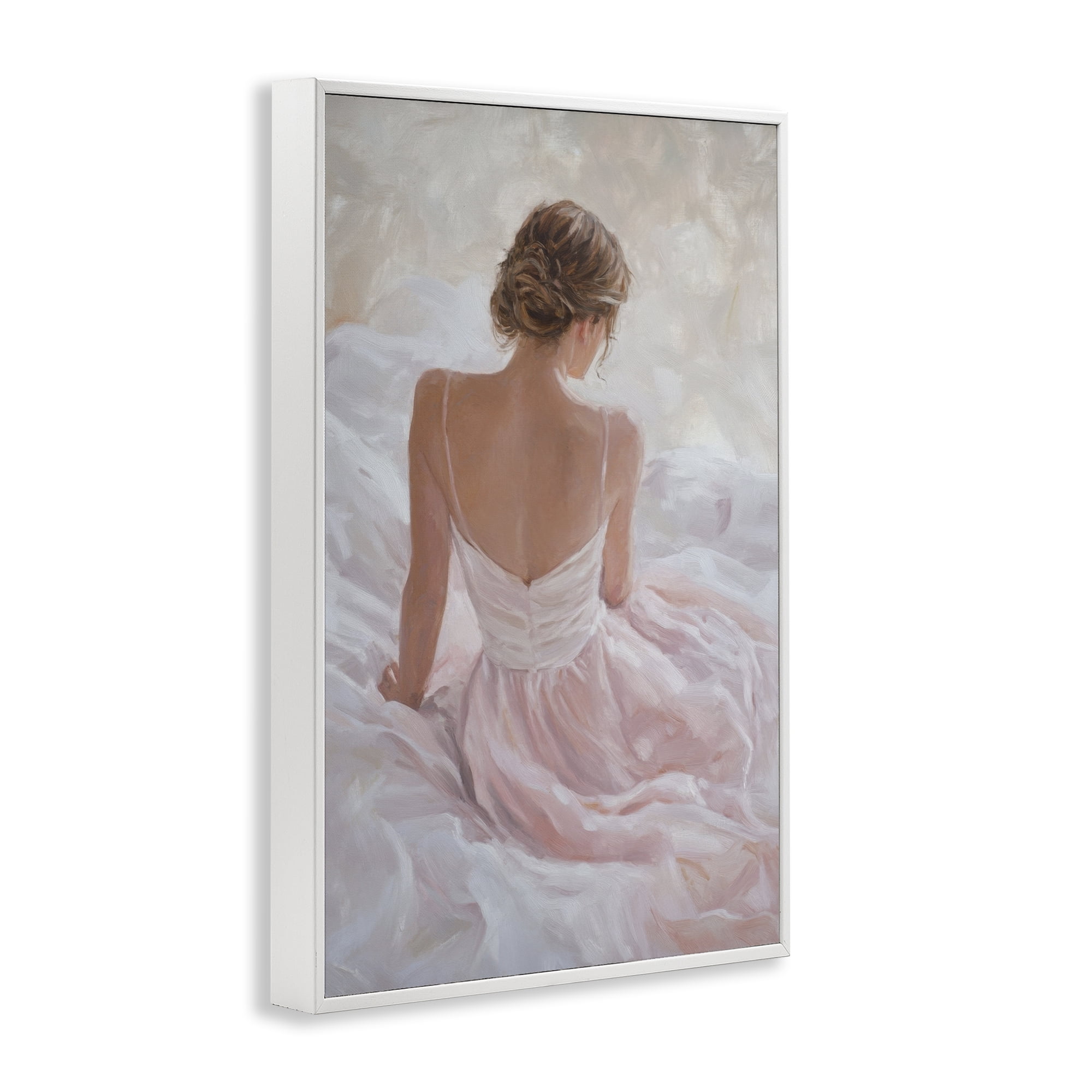 Stupell Industries Quiet Reflection in Pastel Pink White Framed Giclee Art, design by Petal Prints Design