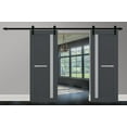 thumbnail image 3 of Sturdy Double Barn Door with Frosted Glass | Veregio 7288 Antracite | 13FT Rail Hangers Heavy Set | Solid Panel Interior Doors-72" x 96" (2* 36x96)-Black Rail, 3 of 6