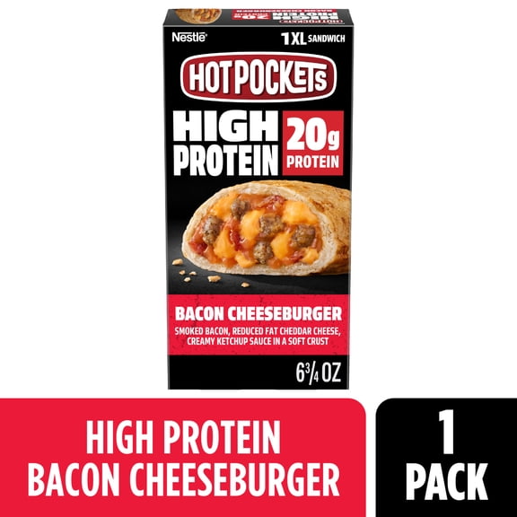 Hot Pockets High Protein Bacon Cheeseburger XL Frozen Sandwich, 6.75 oz