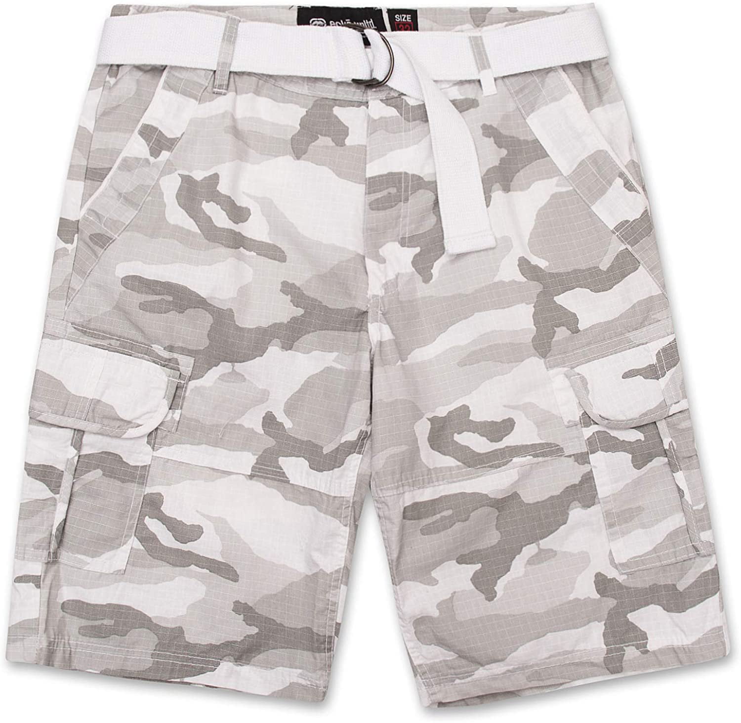 for Men Mens Clothing Shorts Cargo shorts Grey BoohooMAN Denim Natural Camo Cargo Shorts in Grey 