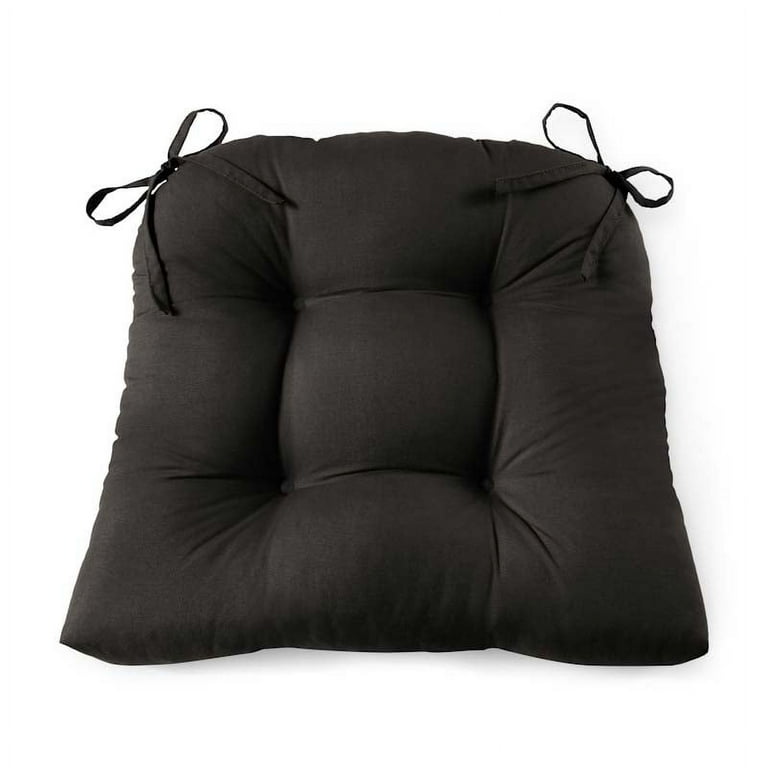 Mainstays Faux Suede 14.5 Chair Cushion with Ties 4 Pack Rich Black