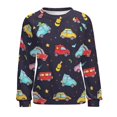 thumbnail image 7 of Fire Engine Car Truck Women's Floral Printed Sweatshirt Long Sleeve Crewneck Casual Loose Vintage Graphic Pullover Tops, 7 of 7