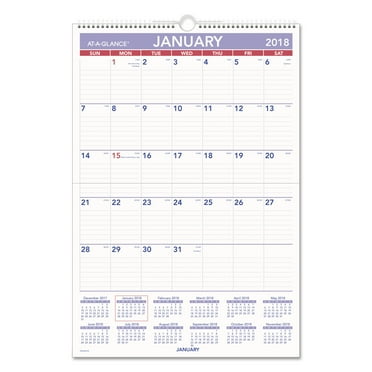 AT-A-GLANCE Erasable Wall Calendar, 15 1/2 x 22 3/4, White, 2018