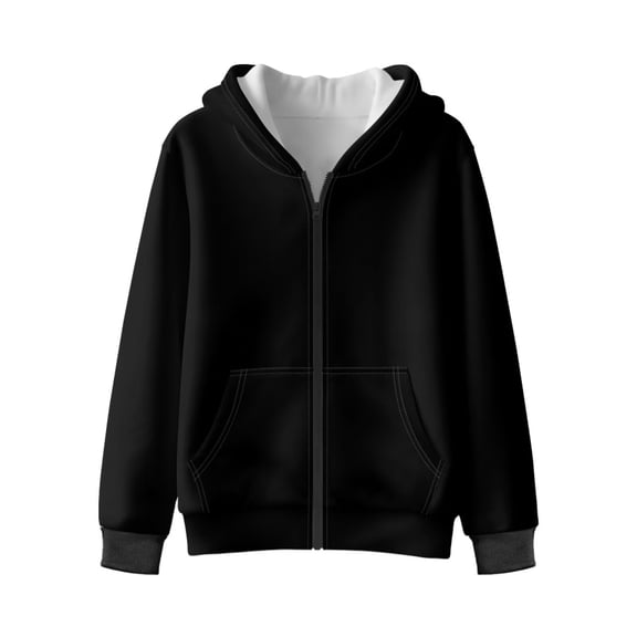 Uorisanigo Black Boys Girls Zip Up Hoodie Sweatshirt Lightweight Pullover Sweatshirt Coat for Children School Long Sleeve Hoodies Sweater Fall Winter Clothes