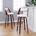 thumbnail image 3 of Carson Carrington  Alingsas 30" Fixed-Height Bar Stool with Bent Wood Legs & Round Footrest (Set of 2) Standard Cream/Walnut Chrome Finish,Walnut, 3 of 4