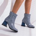 thumbnail image 2 of Wyzesi Snow Boots for Dogs with Straps Ladies Fashion Leather Back Zipper Square Toe High Heel Booties, 2 of 9