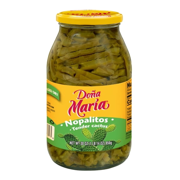 DONA MARIA Nopalitos, Tender Cactus, Shelf-Stable, Sliced, 30 oz Glass Jar