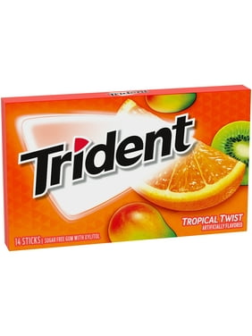 Trident Sugar Free Gum, Tropical Twist, Regular Size, 14 Pieces