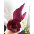 thumbnail image 5 of Vibrant Burgundy Winter Gloves with Plush Faux Fur Trim - Fashionable Cold Weather Accessory for Women, 5 of 5