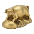 thumbnail image 1 of Estatua de cerdo de la suerte, exquisita y linda estatua de latón para escritorio, estantería, mesa de comedor., 1 of 14