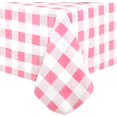 thumbnail image 7 of Newbridge Pink Pastel Easter Farmhouse Check Vinyl Tablecloth With Flannel Backing, Spring Gingham Flannel Backed Vinyl Tablecloth, 52" x 52" Square, Pink, 7 of 7