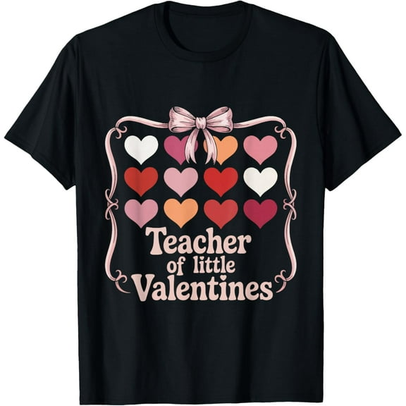 Teacher of Little Valentines Day Hearts Love School Educator T-Shirt TShirt