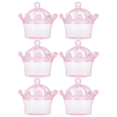 

6PCS Creative Plastic Wedding Candy Box Lovely Crown Shape Storage Photo Prop