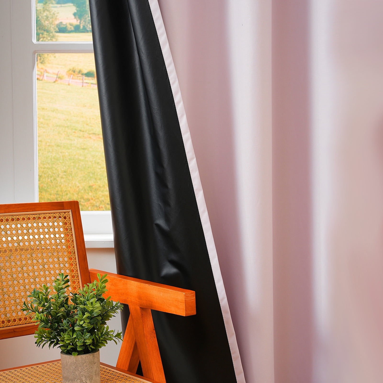 Bxaolu Blackout Curtains for Bedroom - Natural Linen Curtains 53 X 102 inch, Thermal Insulated Blackout 2 Panels Curtains Drapes, Rod Pocket, Darkening Privacy for Living Room, Pink