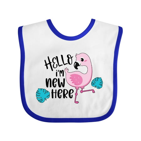 

Inktastic Baby Hello I m New Here with Cute Baby Flamingo Gift Baby Boy or Baby Girl Bib