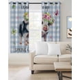 thumbnail image 2 of Spring Pig Kitchen Curtains Butterfly Botanical Floral Blue Plaid Cafe Short Curtains for Bathroom Blackout Window Curtain Grommet Small Window Treatment Tier Drapes for Bedroom Living Room 42"x45"x2, 2 of 9