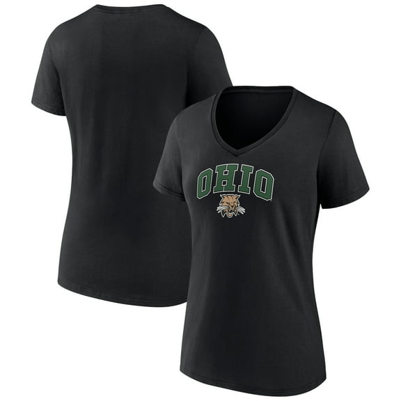 Women's Black Ohio Bobcats Campus V-Neck T-Shirt