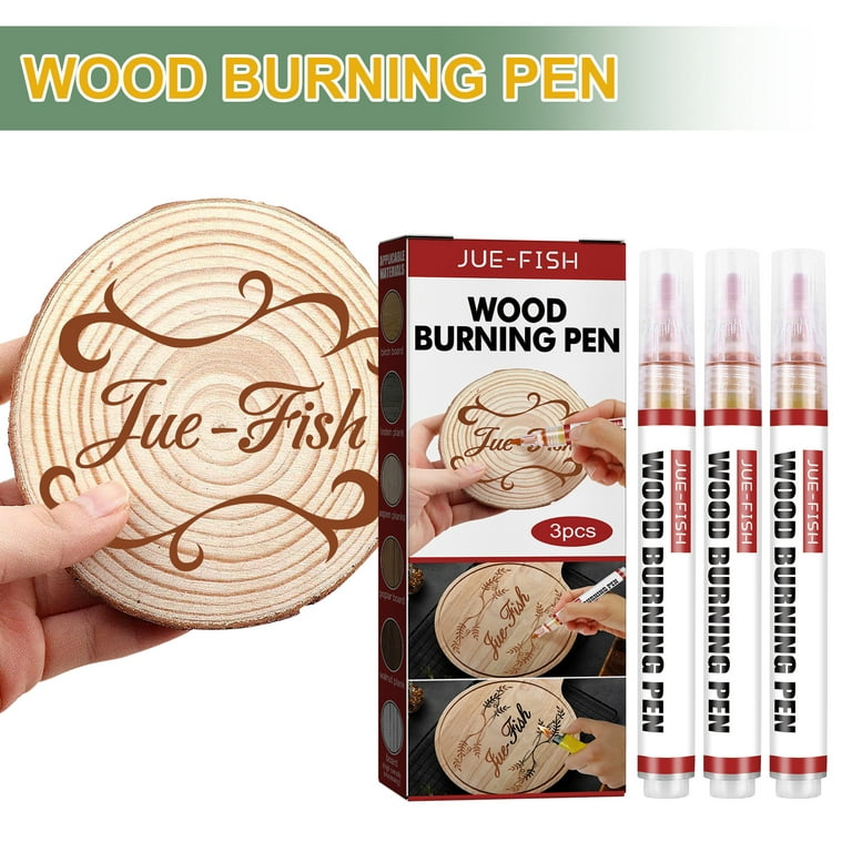  Scorch Marker Woodburning Pen Tool with Foam Tip and Brush,  Non-Toxic Marker for Burning Wood, Chemical Wood Burner Set, Do-it-Yourself  Kit for Arts and Crafts