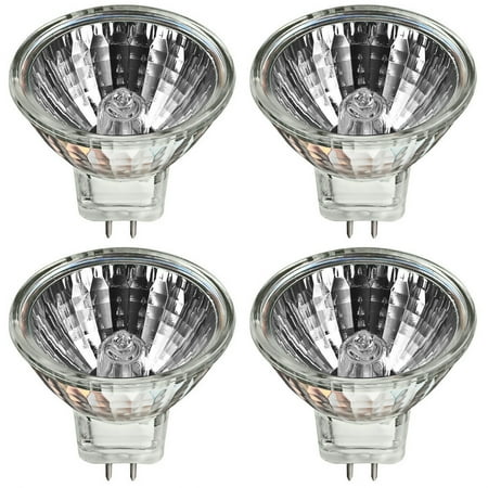 

4 X 50W 12V Halogen Lamp Light Bulb MR16 Floodlight Bi-Pin Clear Wide Beam Lumen