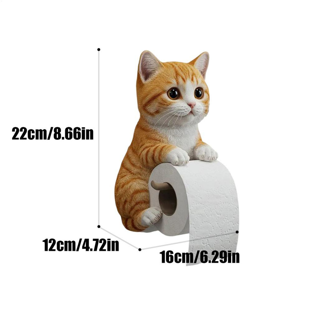 CARRFA Funny 3D Cat Toilet Roll Holder, Creative Cat Sculpture Paper Holder, Decorative Towel & Tissue Wall Mount for Bathroom Kitchen Decor Gifts for Cat Lovers