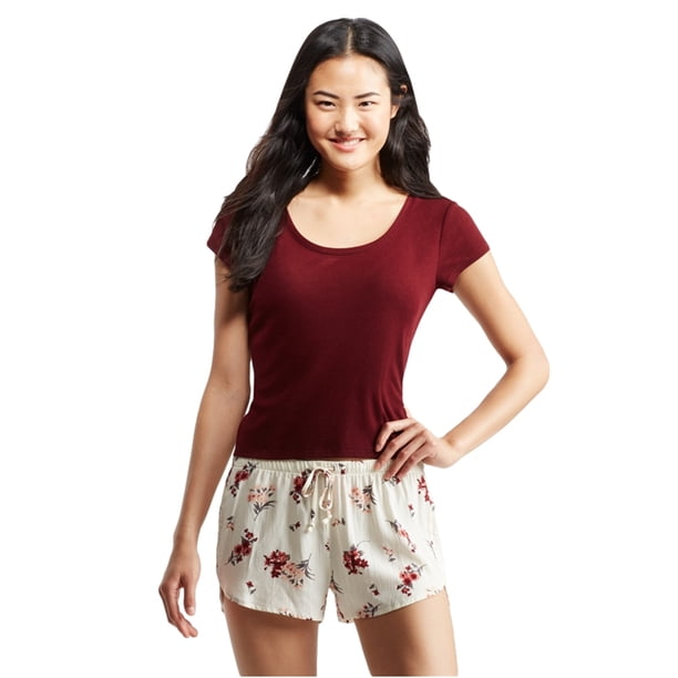Camiseta de dormir Aeropostale para mujer con doble Cuello redondo color rojo grande