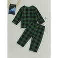 thumbnail image 4 of Wassery Infant Baby Christmas Outfits for Boys Girls Plaid Print Long Sleeve Button Tops Elastic Waist Pants Set Fall Loungewear Clothes 0-3 Years, 4 of 8
