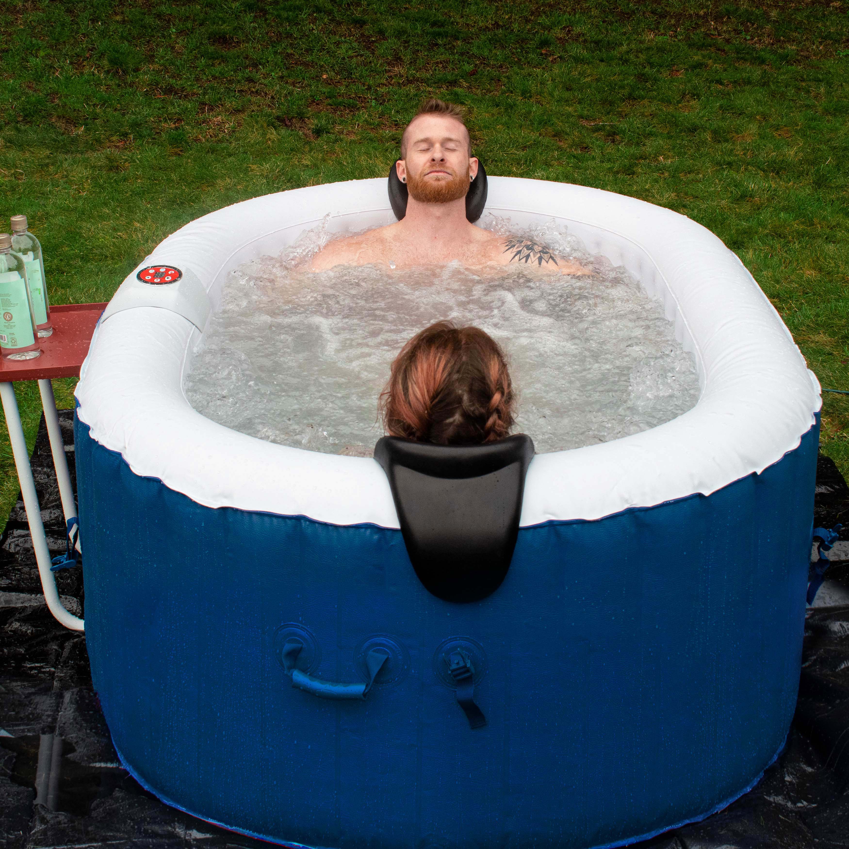 ALEKO Oval Inflatable Dark Blue 2 Person Hot Tub Spa with Drink Tray and Cover - image 5 of 14