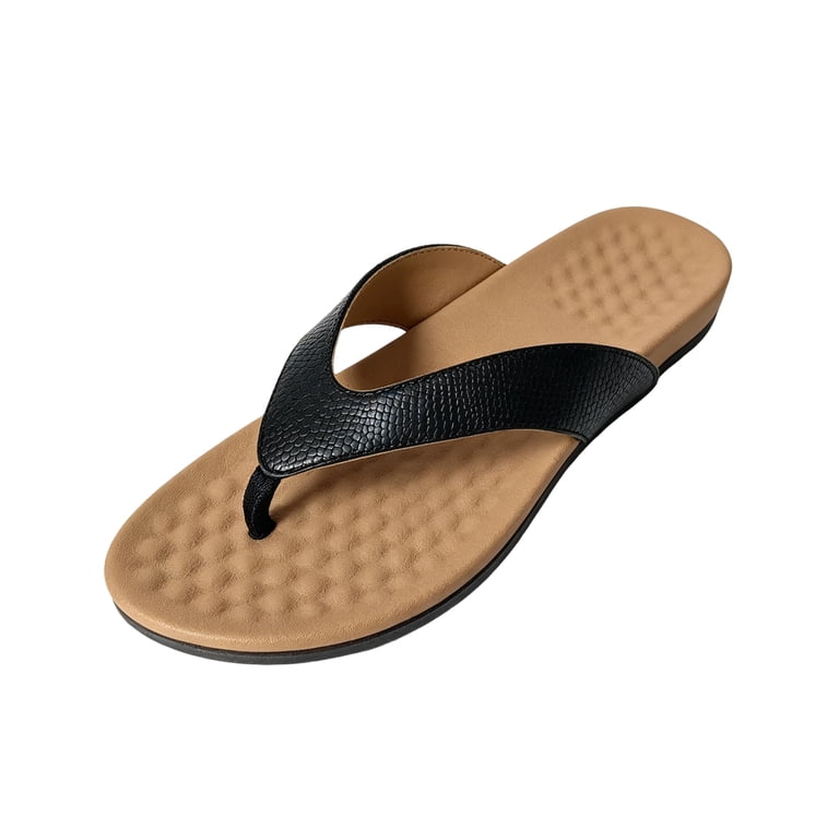 Leather Flip Flops for Women Thong Sandals with Arch Support  display picture 2