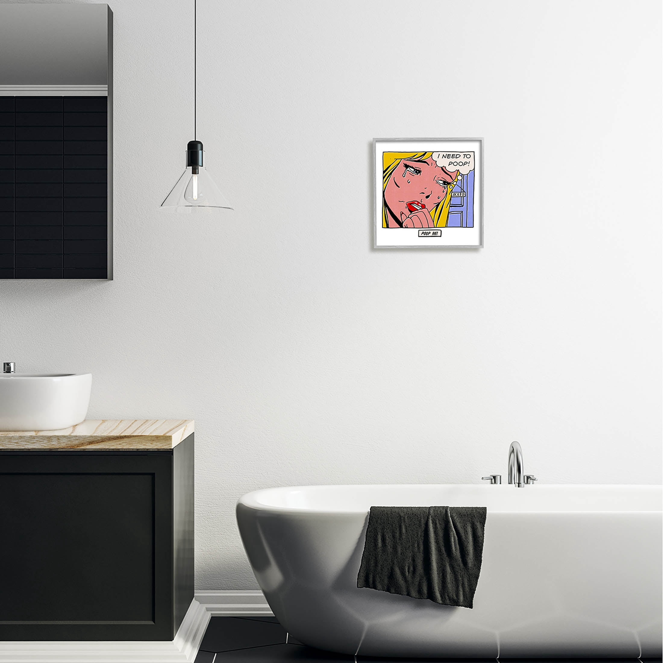 Stupell Industries Need To Poop Classic Comic Graphic Art Gray Framed Art Print Wall Art, Design by Matheus Lopes Castro