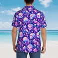 thumbnail image 4 of Pofeuu colorful mushroom Skull rainbow Print Hawaiian Shirt for Men Sleeves Casual Button Down Summer Beach Dress Shirts T-Shirts,Medium, 4 of 7