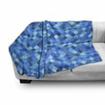 thumbnail image 3 of Blue Soft Flannel Fleece Throw Blanket, Abstract Geometrical Hexagonal Squared Shapes Image Ombre Style Art, Cozy Plush for Indoor and Outdoor Use, 50" x 60", Turquoise Dark Blue, by Ambesonne, 3 of 6