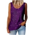 thumbnail image 2 of Otntypg Womens Summer Fashion Sequin Tops Casual Scoop Neck Sequin Sparkle Shimmer Sleeveless Tanks Tops Flowy Tunic Blouses Purple L, 2 of 7