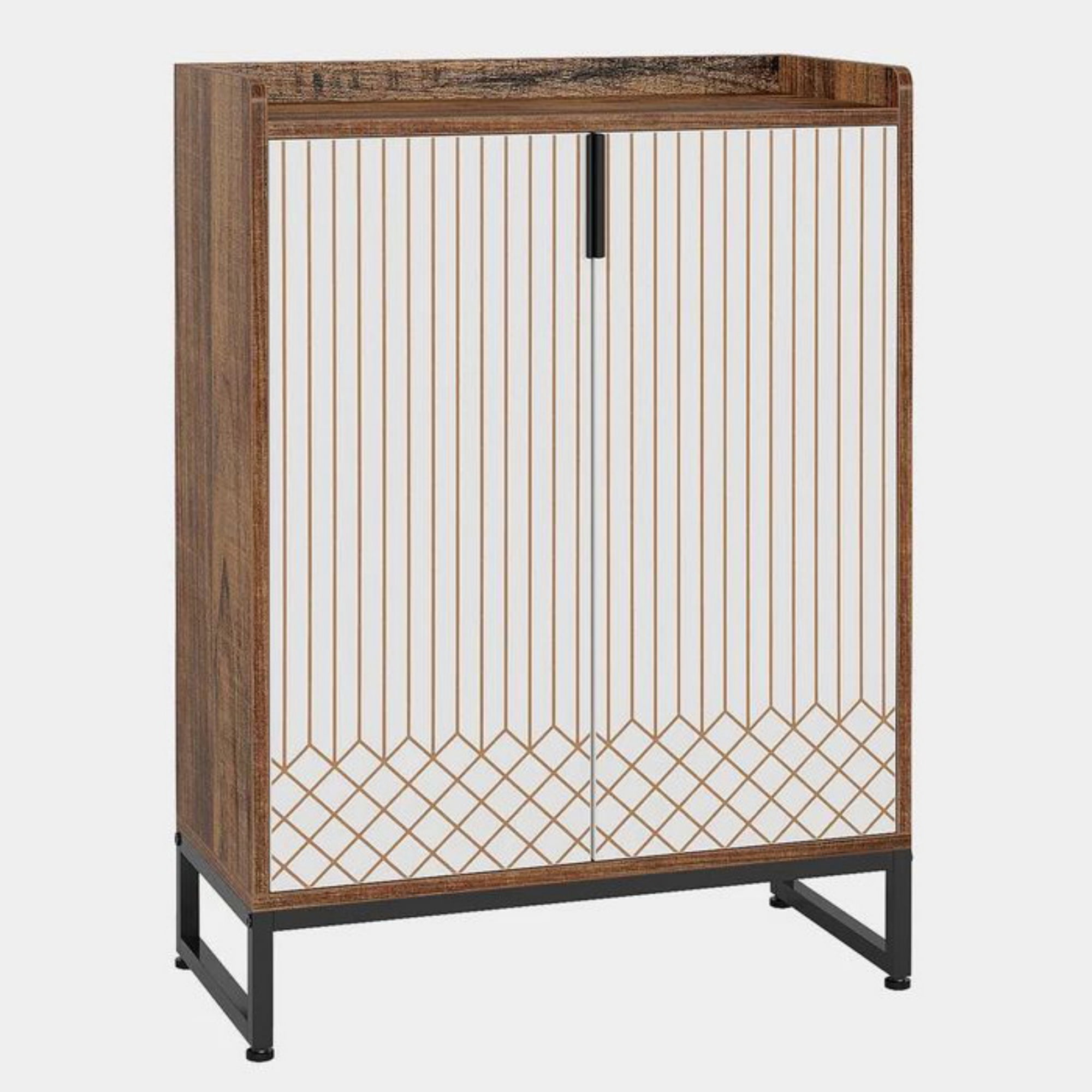 Modern Shoe Cabinet with Doors, 5-Tier Shoe Rack Organizer with Adjustable Shelves, Fits 15-20 Pairs