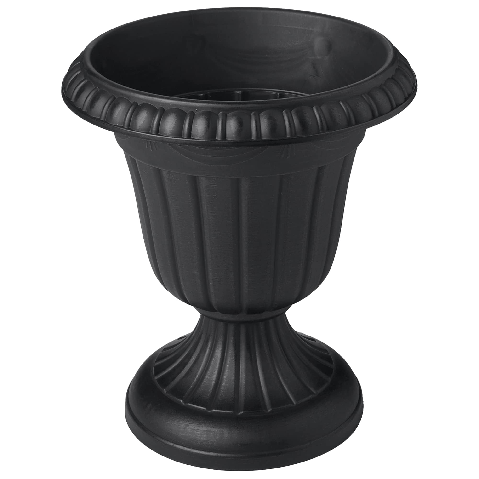 Classic Traditional Plastic Urn Planter Indoor Outdoor Garden Decor Flower Pot Vase 10x12 Black