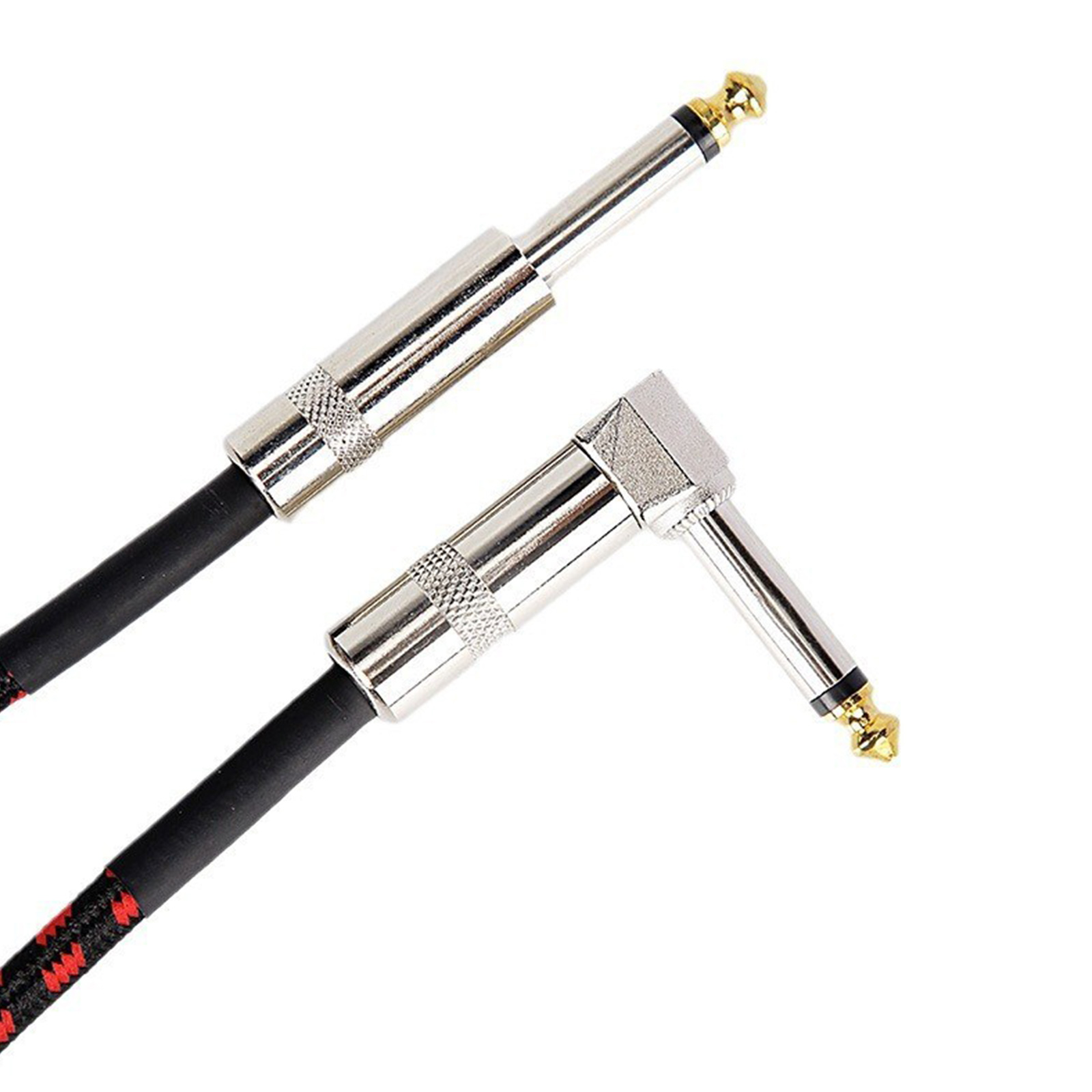 Nylon Guitar Cable 1/4inch Electric Guitar Cord Right Angled Electric Guitar Cable 6.35mm Plugs Instrument Cable for Basses