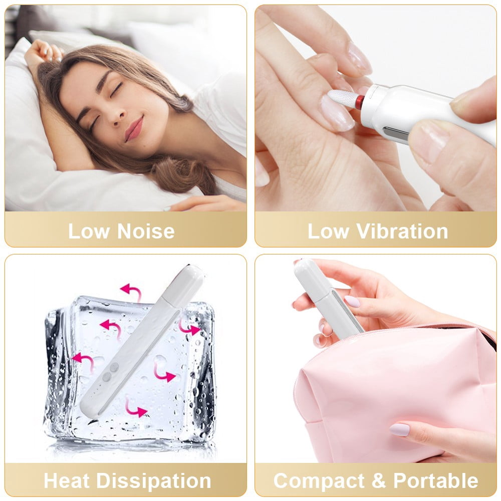 Cara Lady Electric Cordless Drill For Acrylic Rechargeable Toenail Sander For Thick , Kit With Drill White