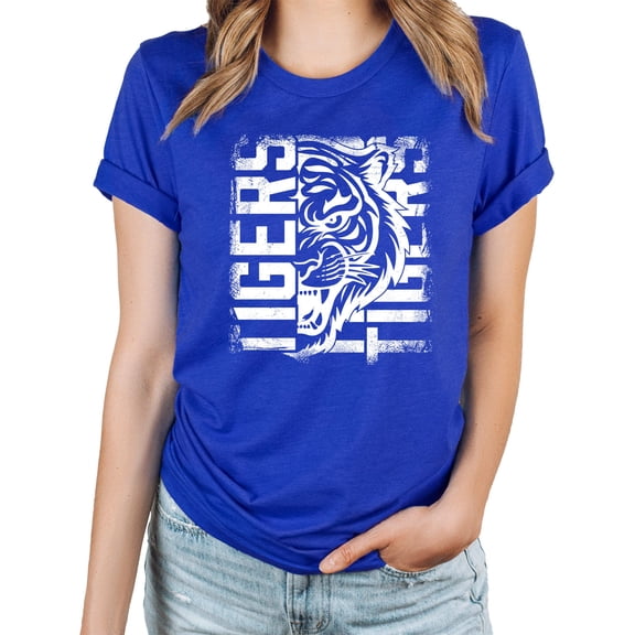 Tigers Shirt for Teens Women and Men School Game Day T-Shirts School Spirit Tee Vintage Royal Shirt Adult X-Large