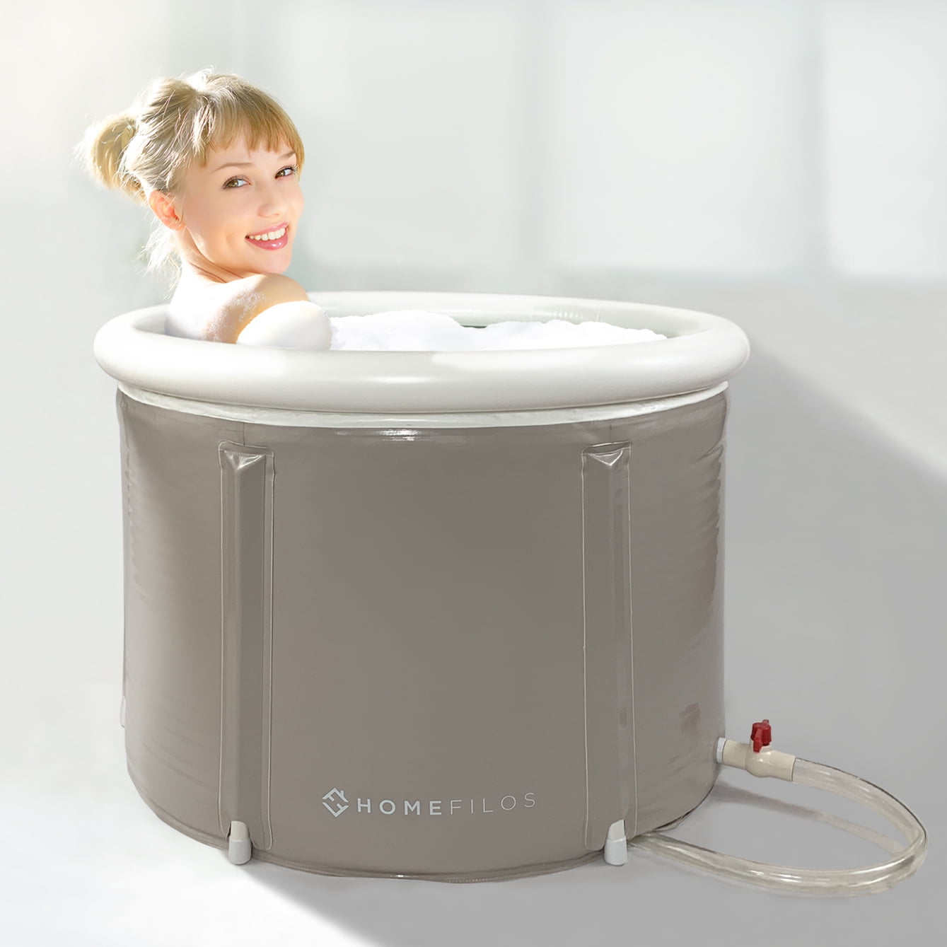 Homefilos Portable Bathtub Small Japanese Soaking Bath Tub For Shower Stall Inflatable